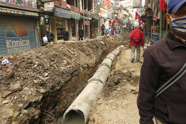 Travaux à Thamel, Kathmandu (Népal)