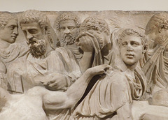 Detail of a Marble Sarcophagus Fragment with the Death of Meleager in the Metropolitan Museum of Art, January 2018