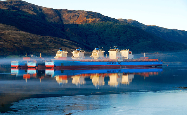 Laid up Maersk container ships