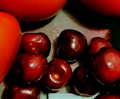 Arrangement of cherries and tomatoes