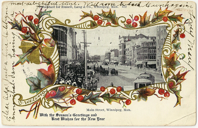 WP2085 WPG - MAIN STREET, WINNIPEG, MAN. (SEASON'S GREETINGS)