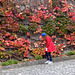 red coat, blue hat