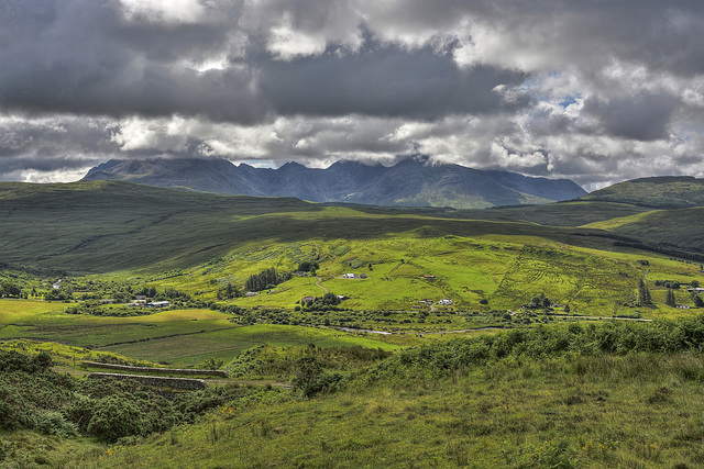 The Black Cuillin provide a backdrop for Glen Drynoch