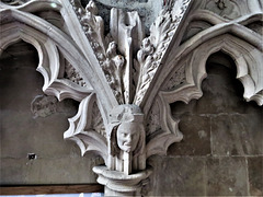 winchelsea church, sussex (89) headstops on the c14 piscina and sedilia in the south chapel