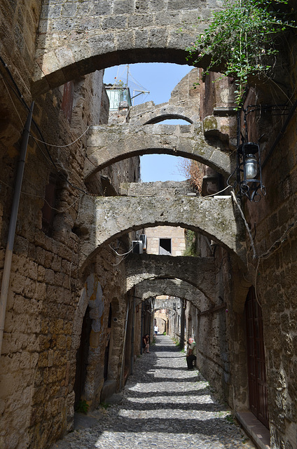 In the Maze of Narrow Streets of the Old Town of Rhodes