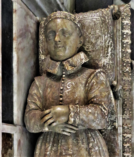 st mary's church, warwick (109)c16 tomb effigy of robert dudley, lord denbigh, who died in 1584 aged three