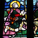 Detail of stained glass window, All Saints, Chebsey, Shropshire