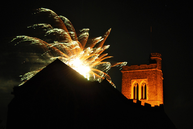 Bonfire Night!  Fireworks over Northill church