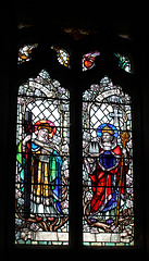 Detail of stained glass window, All Saints, Chebsey, Shropshire