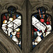 st mary's church, warwick (115)angel musicians in mid c15 glass in the side window tracery lights by john prudde 1447