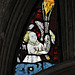 st mary's church, warwick (116)angel musicians in mid c15 glass in the side window tracery lights by john prudde 1447