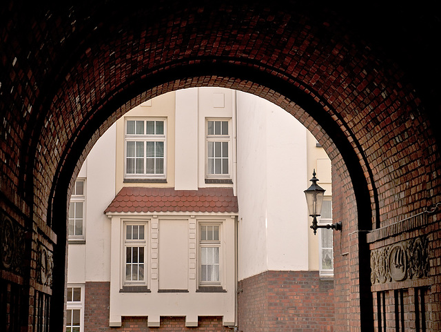 illuminated archway, Hamburg