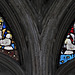 st mary's church, warwick (117)angel musicians in mid c15 glass in the side window tracery lights by john prudde 1447