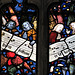 st mary's church, warwick (118)angel musicians in mid c15 glass in the side window tracery lights by john prudde 1447