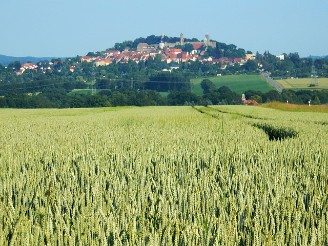 Blick auf Stadt und Burg Stolpen in Sachsen