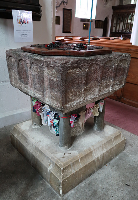 Norman font with baby socks