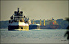 Three freighters passing in St. Clair River