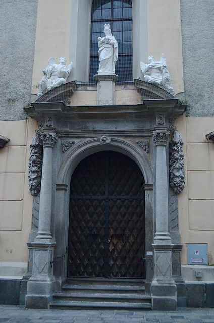 Linz, Entrance Gate to Stadtpfarrkirche St. Mariä Himmelfahrt