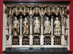 scott's restoration design for westminster tomb, restoration design for the end of the tomb chest of philippa of hainault, wife of edward III,  +1369, which was originally made by jean de liege just before her death. scott based this on fragments fou