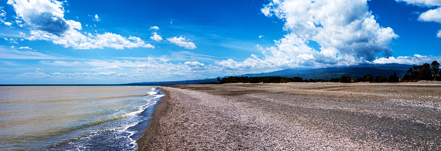 Sicilia, Beach Giardini Naxos and Mount Etna