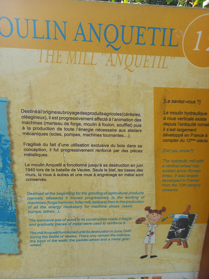 Panneau explicatif du moulin Anquetil à Veules les roses (76)