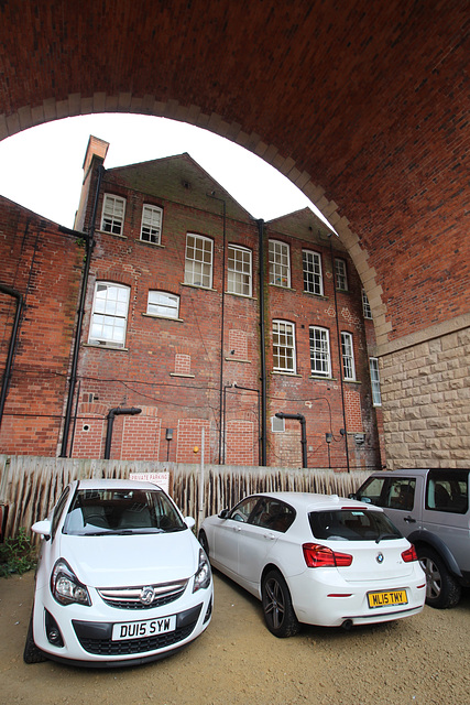 Railway Bridge and Rear of Buildings on Church Street, from White Hart Street, Mansfield, Nottinghamshire