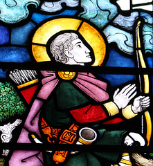 Detail of stained glass window, All Saints, Chebsey, Shropshire