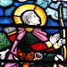 Detail of stained glass window, All Saints, Chebsey, Shropshire