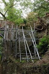 Scaffolding at the former Ingersley Vale Mill, Bollington