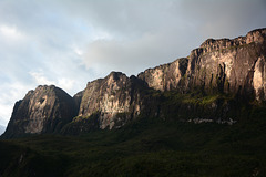 Venezuela, Morning Light on the South Wall of Roraima and the South-West Ascent Path is Also Visible
