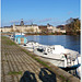 The shadow of the photographers on the banks of the river