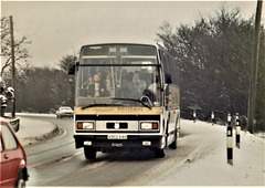 Ambassador Travel LT902 (A902 KAH) on the A11 at Barton Mills – 9 Feb 1985 (8-32)