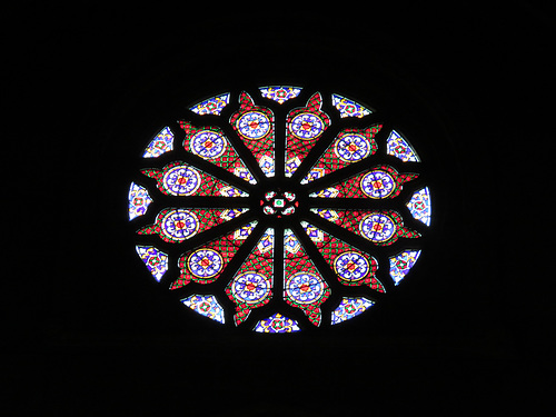 temple balsall church, warks. rose window high in the west front, presumably c19 added by scott 1849 when he rebuilt the entire upper parts of the church