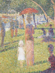 Detail of the Study for Sunday Afternoon on the Island of La Grande Jatte by Seurat in the Metropolitan Museum of Art, July 2018