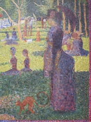 Detail of the Study for Sunday Afternoon on the Island of La Grande Jatte by Seurat in the Metropolitan Museum of Art, July 2018