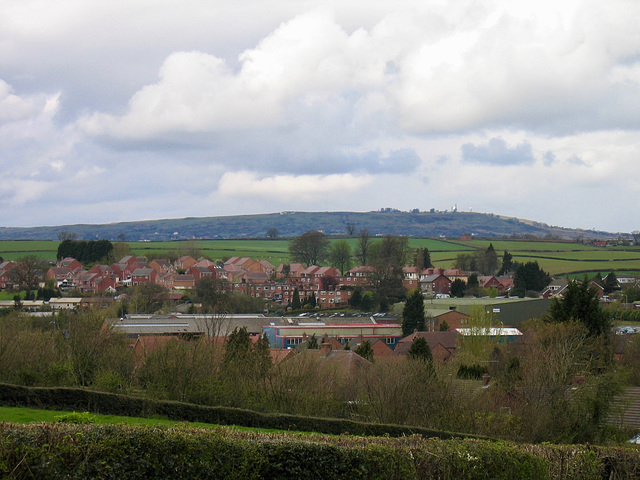 Looking over Cleobury Mortimer towards Titterstone Clee from near Green's Barn