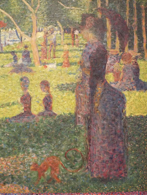 Detail of the Study for Sunday Afternoon on the Island of La Grande Jatte by Seurat in the Metropolitan Museum of Art, July 2018