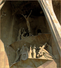 Passion Façade with the Crucifixion of Jesus Christ. Sagrada Familia...