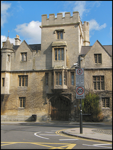 ugly sign in front of old college