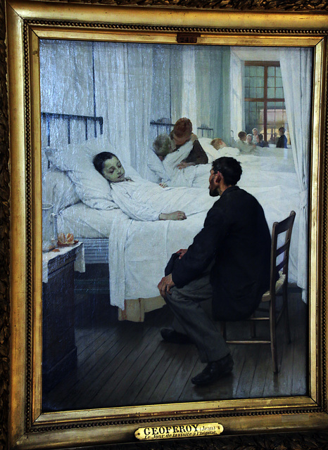 Le Jour de la visite à l'hôpital - Huile sur toile de Henri Geoffroy