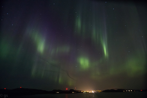 Aurora over Nærøysund bridge