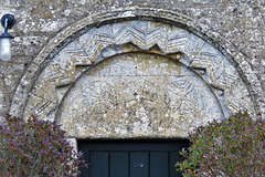 sherborne church cottage glos (3)mid c12 zigzag and a tympanum with three cross roundels
