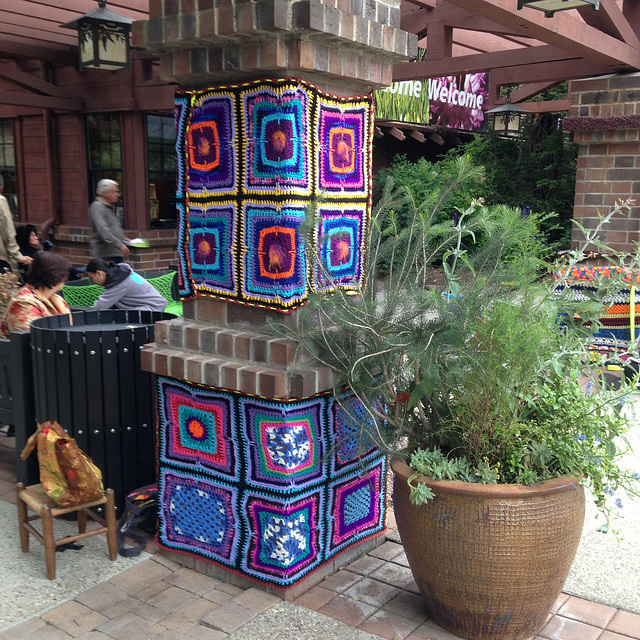 My yarnbombed pillar at Descanso Gardens