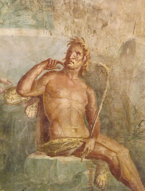 Detail of a Wall Painting with Polyphemus and Galatea in the Naples Archaeological Museum, July 2012