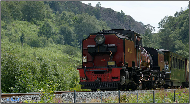 Narrow gauge Welsh Highland Railway near Beddgelert