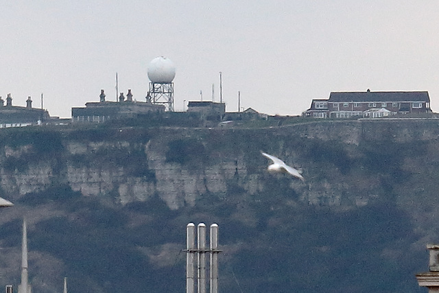 Radome on Portland Tophill seen from Weymouth Esplanade