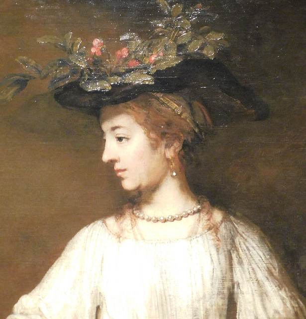 Detail of Flora by Rembrandt in the Metropolitan Museum of Art, February 2019