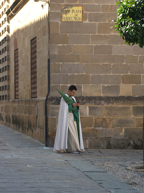 Penitent with e-mails at Ubeda