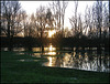 sunset on the flooded land