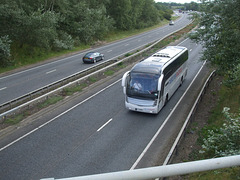 Ambassador Travel (National Express contractor) 129 (FJ11 MKV) on the A11 at Red Lodge - 5 Aug 2017 (DSCF9100)